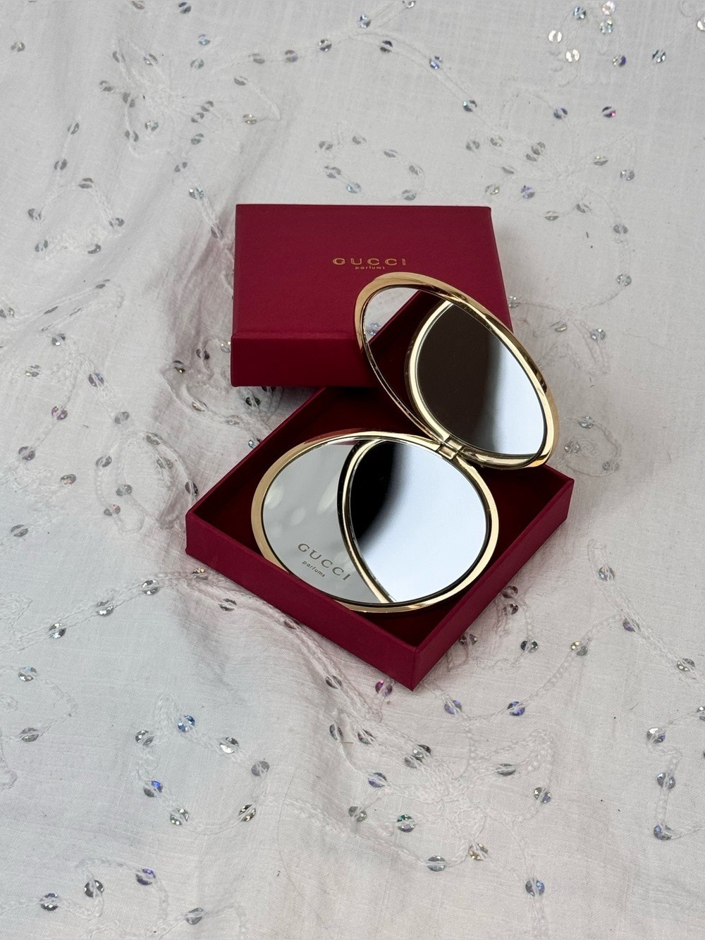 Gucci Parfums Gold GG Compact Mirror NIB